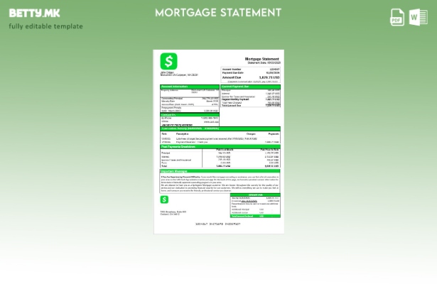 Извод за хипотека во модерен стил на USA Cash App во шаблон за формати Word и PD